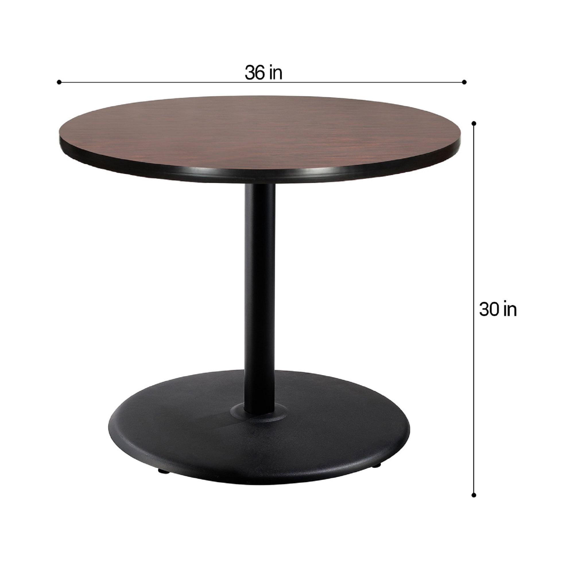 Hampden Furnishings Bennet Collection Steel Frame 36" Round Top, Round Base, 42" Height, Cafe Table, Black Frame/Mahogany Top