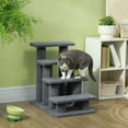 thumbnail image 2 of PawHut Escaliers pour Chat avec Poteau à Griffer, Tapis 4 Marches, Gris, 2 of 10