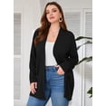 thumbnail image 3 of SHOWMALL Women's Plus Open Front Summer Lightweight Cardigan V Neck Sweater Long Sleeve Causal Bolero Button Down Soft 3X Black Cardigan, 3 of 7