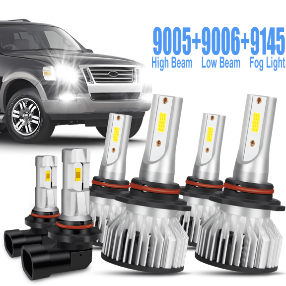 6x LED Headlight Fog Light Bulbs Kit for Ford Explorer 2002 2003 2004 2005