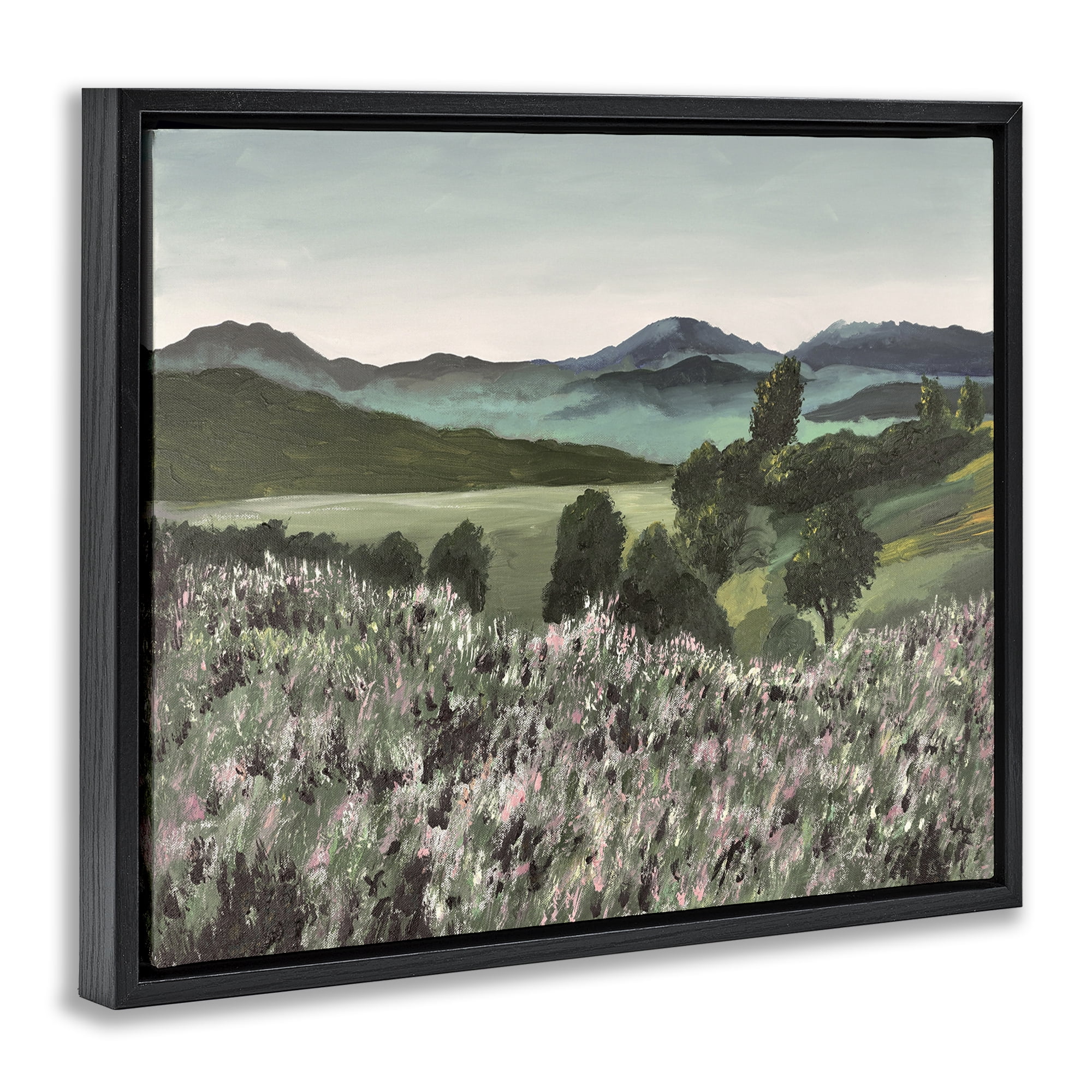 Stupell Industries Windblown Meadow Blooms Black Framed Floater Canvas Wall Art, design by Lee Ann Zirbes