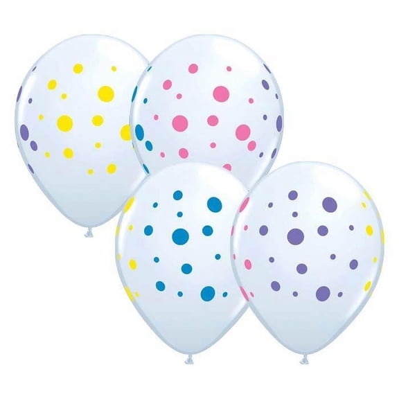 Qualatex - 11 Colorful Polka Dots Latex Balloons (50ct)