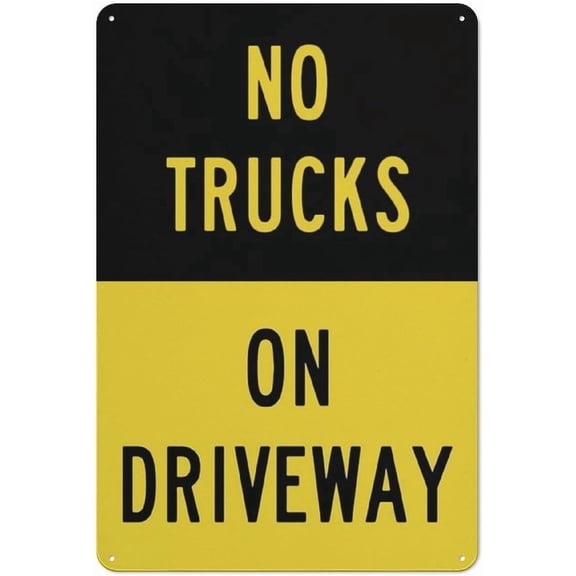 No Trucks On Driveway Weather Proof Metal Tin Sign 12 x 8 Inch Rustic Outdoor Decor