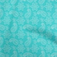 thumbnail image 1 of oneOone Cotton Cambric Aqua Blue Fabric Floral Sewing Craft Projects Fabric Prints By Yard 56 Inch Wide, 1 of 4