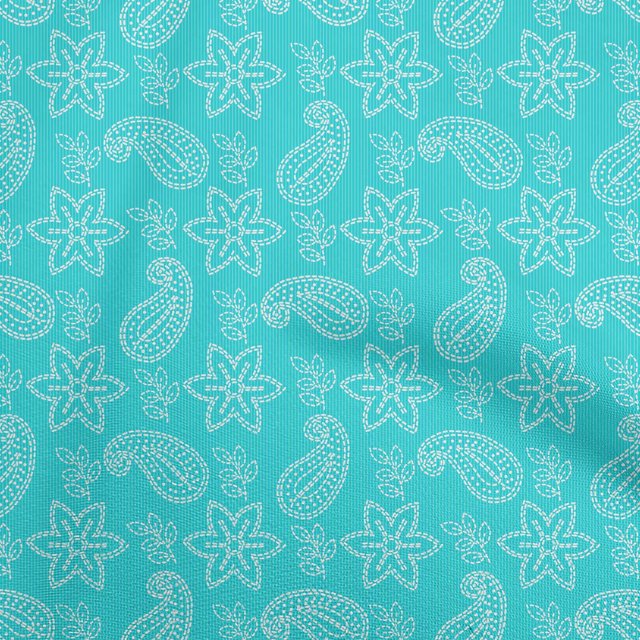 oneOone Polyester Spandex Aqua Blue Fabric Floral Sewing Craft Projects Fabric Prints By Yard 56 Inch Wide