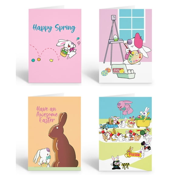 Cute Assorted Easter Note Cards - 12 Blank Assorted Easter Note Cards with Envel