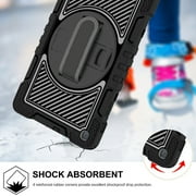 Case for Samsung Galaxy Tab S6 Lite 10.4 SM-P610/P615, Kids Heavy Duty Rugged Shockproof Adjustable Kickst Protective Tablet Cover with Hand/Shoulder Strap, Black