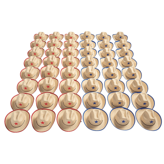 Fun Express Kids' Cowboy Hats with Star - Bulk Party Favors for Birthday Parties Themed Events & Special Occasions Fun Apparel Accessories for Kids Perfect for Party Favors & Celebrations - 48 Pieces