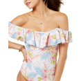 thumbnail image 3 of Raisins Juniors Maui Garden Off-The-Shoulder Ruffle Cheeky One-Piece Small, 3 of 3