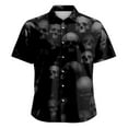 thumbnail image 4 of FAOWME Men'S Halloween Shirts Short Sleeve Turndown Collar Buttons Skull Print Soft Comfortable Blouse For Casual Daily Wear,Dark Gray,Xl, 4 of 5