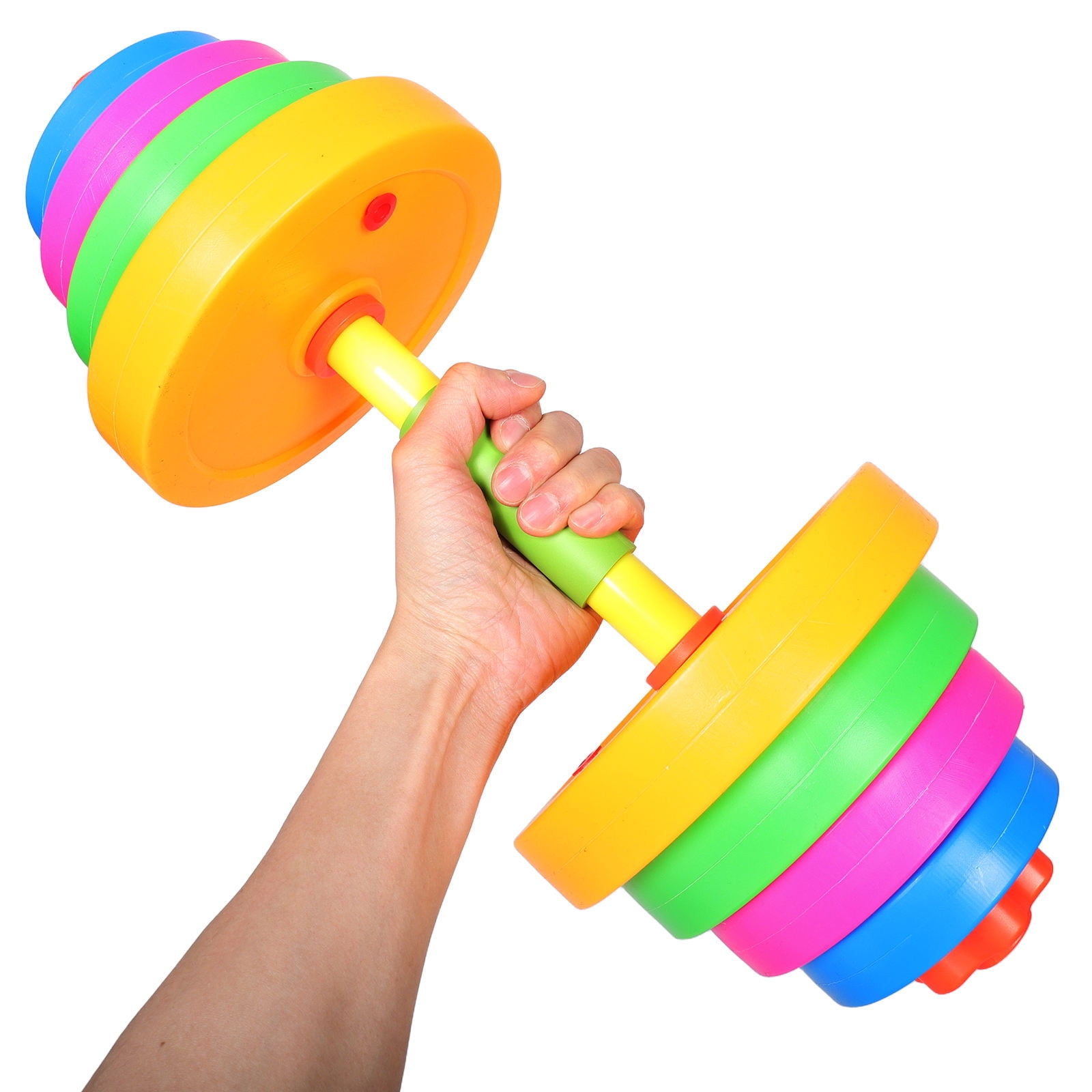 PENIKOKO 2Pcs Kids Pretend Workout Set with Plastic Barbell and Dumbbell for Versatile Use