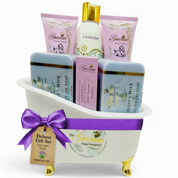 The Grecian Soap Company Creamy Goat's Milk Bath and Body Gift Set, Lavender