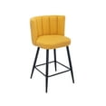 thumbnail image 4 of Guyou 26" Counter Height Bar Stool Set of 2, Modern Linen Upholstered Bar Stool with Channel Tufted Backrest and Metal Legs for Kitchen Island Bar Restaurant, Yellow, 4 of 13