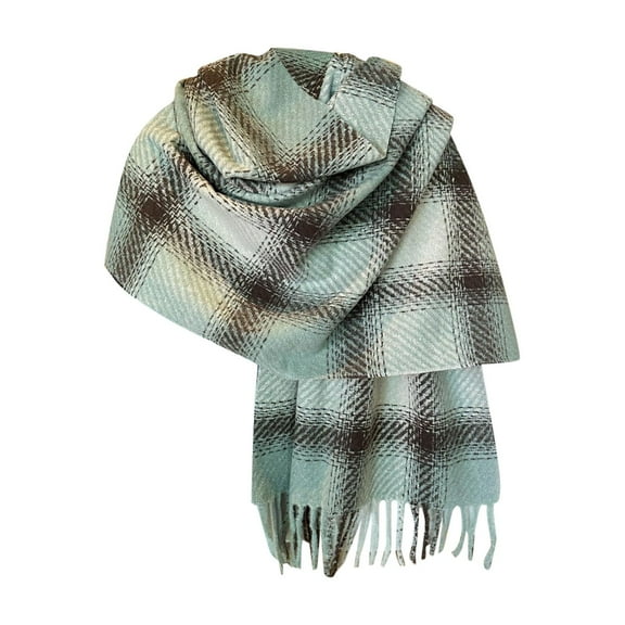 Yuanlong Winter Scarves Unisex Gradient Plaid Pattern Thick Shawls Wraps With Tassels Warm Soft Neckwear Ladies Scarfs