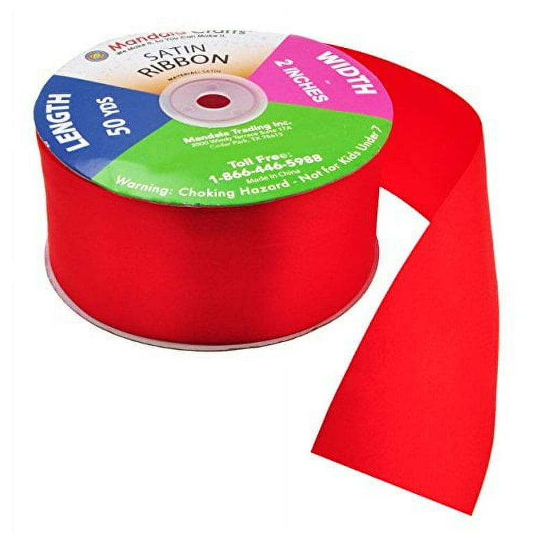 Red Satin Ribbon 1 Inch 50 Yard Roll for Gift Wrapping, Weddings