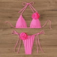 thumbnail image 4 of Glisme Pink Bikini Sets For Women Flower Swimsuit Bikini Suit Fashion Swimwear Swimwear For Family Vacation, 4 of 5