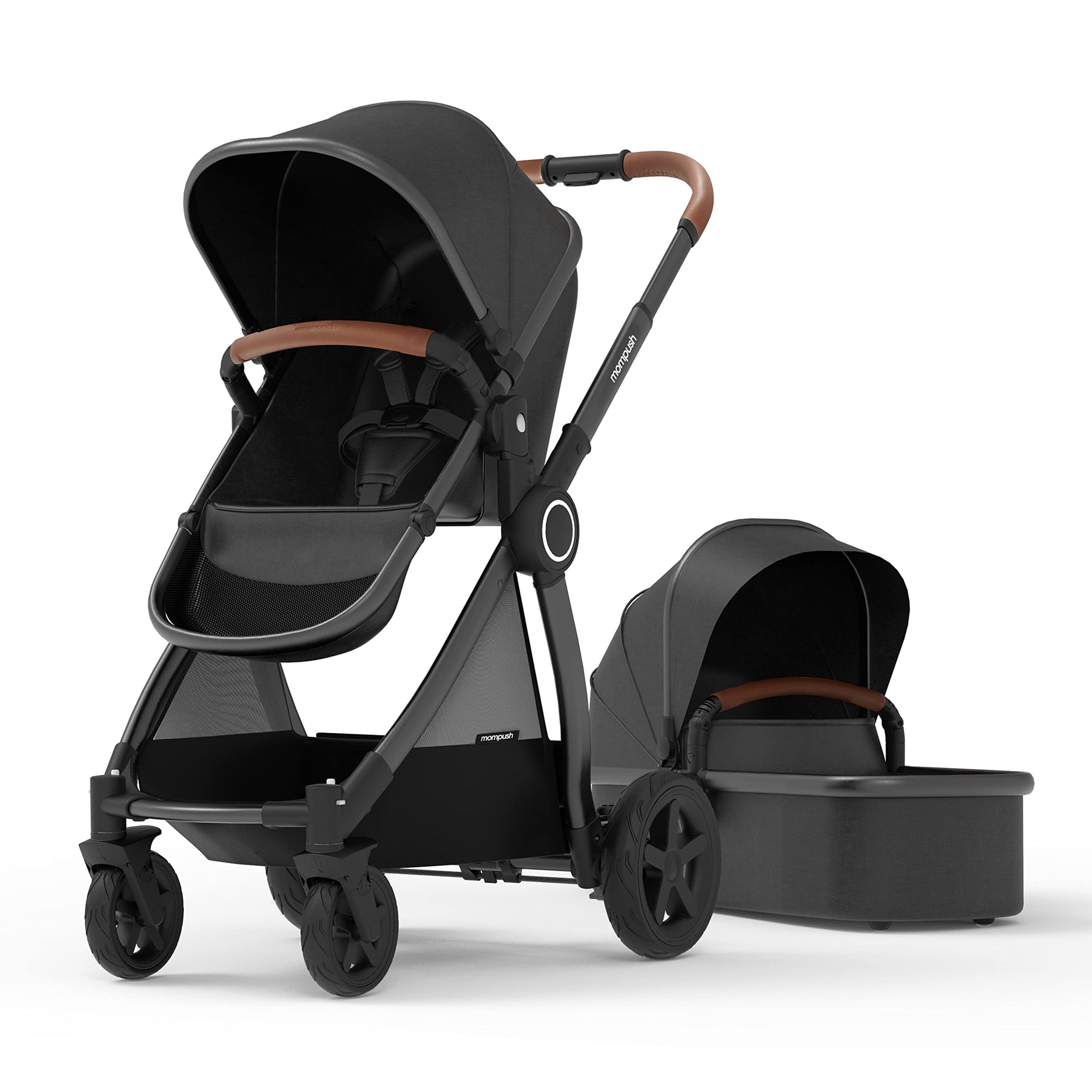 Mompush Ultimate2 Premium Baby Stroller with Bassinet, Black