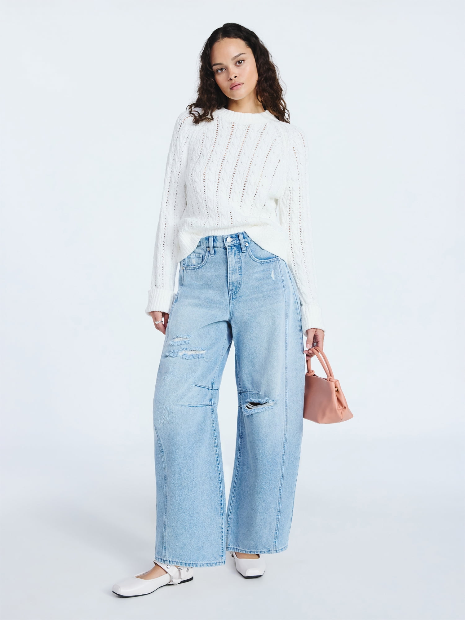Scoop Women's and Women's Plus Cable Knit Raglan Sweater, Midweight, Sizes XS-XXL