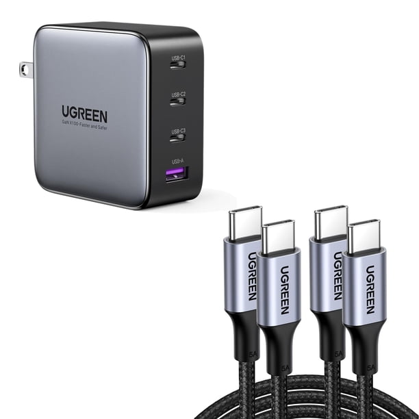 Paquete de cargadores UGREEN USB-C de 100 W con 2 cables USB-C para MacBook