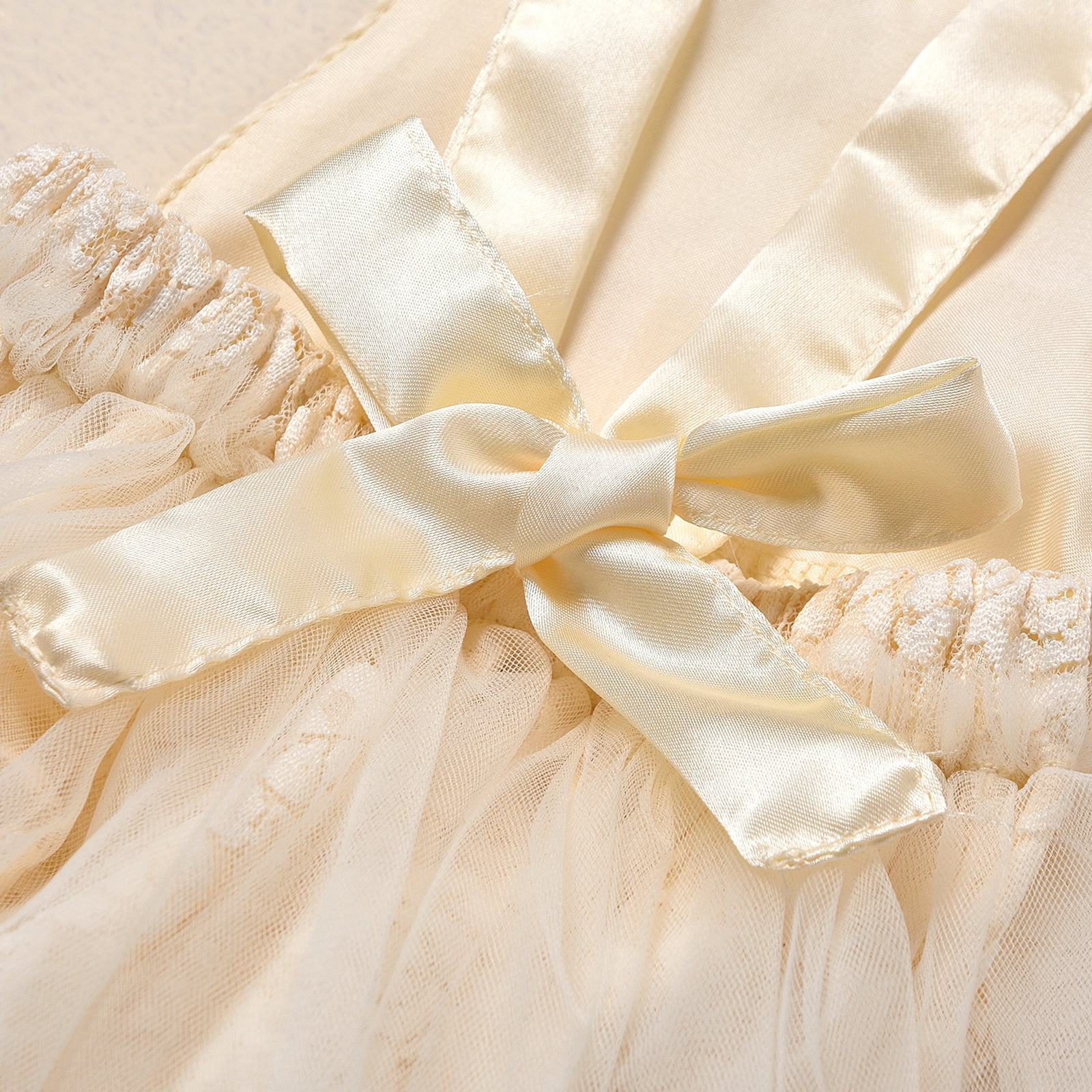 IBTOM CASTLE Baby Girl 1st Birthday Outfit Lace Tulle Romper Princess Tutu Dress Headband Shiny ONE Cake Smash Photo Shoot Clothes 12-18 Months Apricot