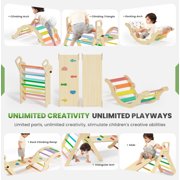 BlueWood Pikler Triangle Set Foldable Wooden Indoor 8-in-1 for Ages 6 Months to 6 Years Multicolor 150 lb Max Load 4-Piece
