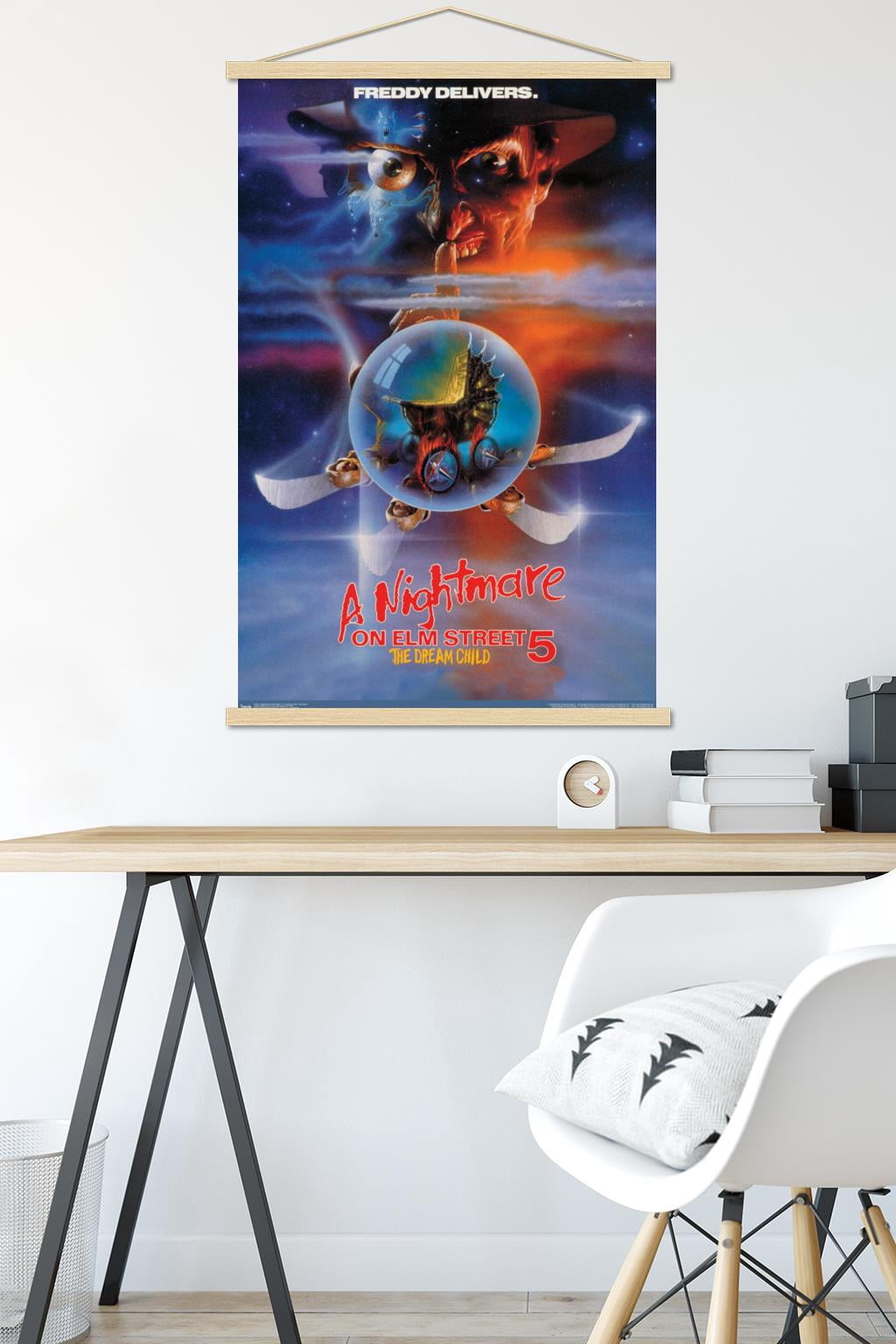 A Nightmare on Elm Street 5: The Dream Child - One Sheet Wall Poster with Wooden Magnetic Frame, 22.375" x 34"