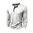 thumbnail image 5 of RYDCOT Men's Henley Long Sleeve Raglan Shirt 100% Cotton Lightweight Pullover 3-Button Placket Casual Crewneck T-Shirt for Men White, 5 of 8