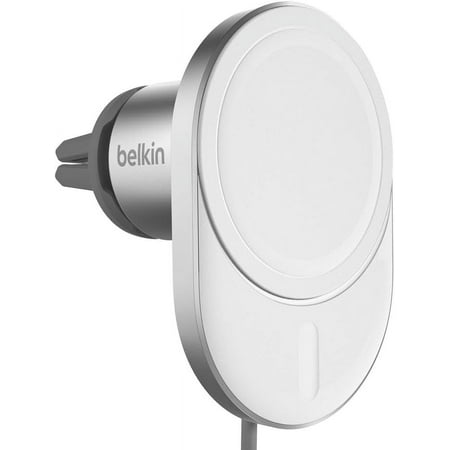 Belkin BoostCharge Pro Wireless Car Charger with MagSafe Compatibility, 15W Fast Charging, Extra Strong Magnetic Car Vent Phone Mount for iPhone 16, 15, 14, 13, & iPhone 12 Series – White