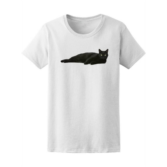 Beautiful Black Cat Lying Tee Women's -Image by Shutterstock