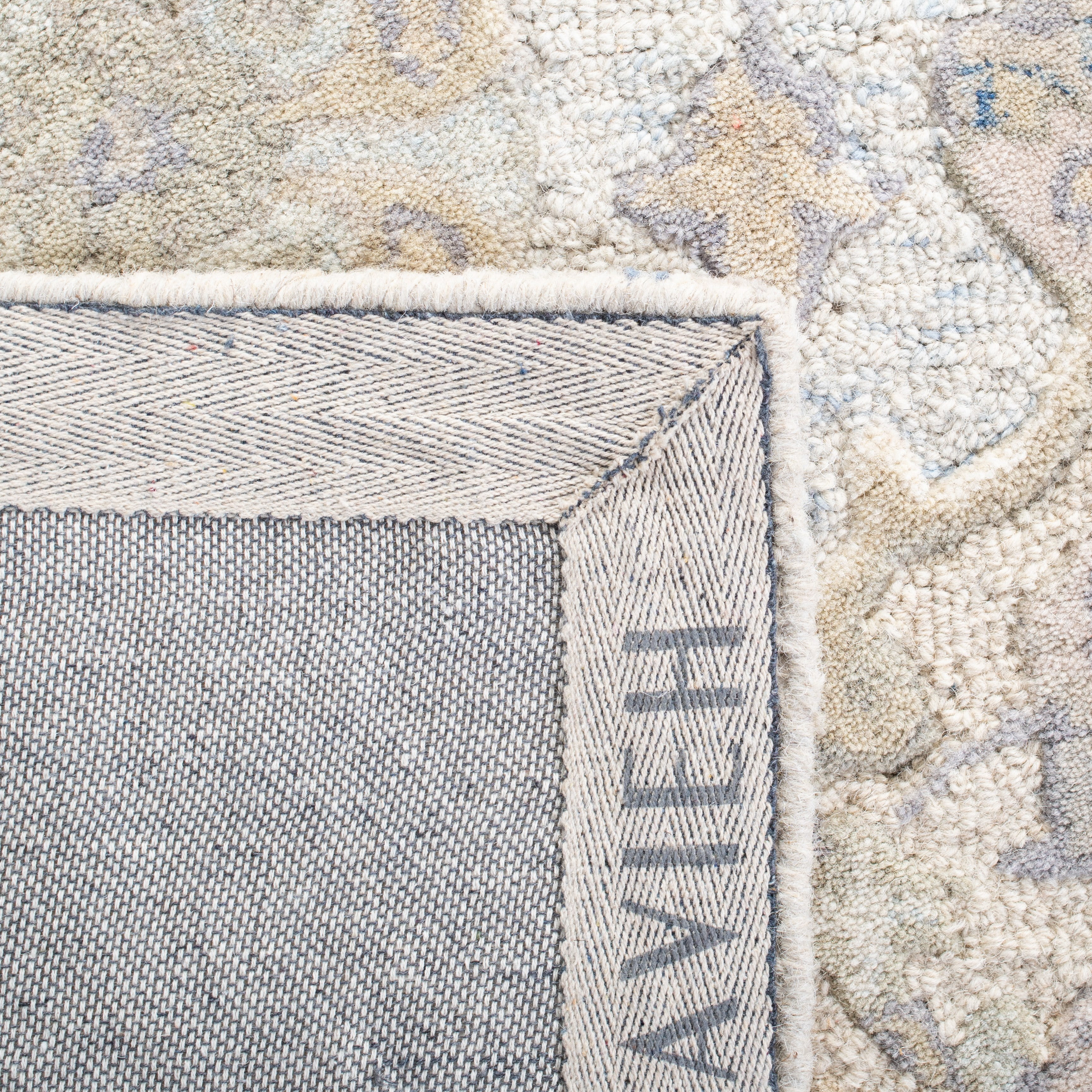 SAFAVIEH Glamour Charmaine Floral Wool Area Rug, Grey/Blue, 8' x 8' Round
