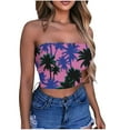 thumbnail image 2 of Nmnitkp Tube Tops for Women Hawaiian Style Flower Graphic Print Strapless Top Bandeau Crop Top Premium Healthy Fabric Tube Top Summer Streetwear, 2 of 4