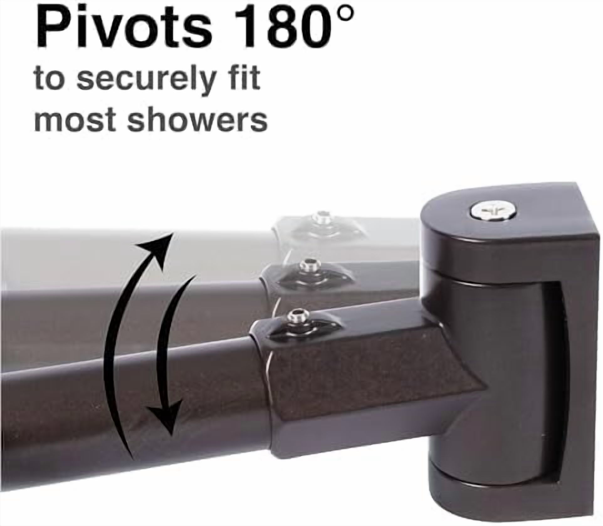 Double Curved Shower Rod, Metal Construction, Adjustable Between 44 to 70 Inches, Aluminum Rods and Zinc Mounting Hardware, Quality Modern Bathware, Oil Rubbed Bronze Finish