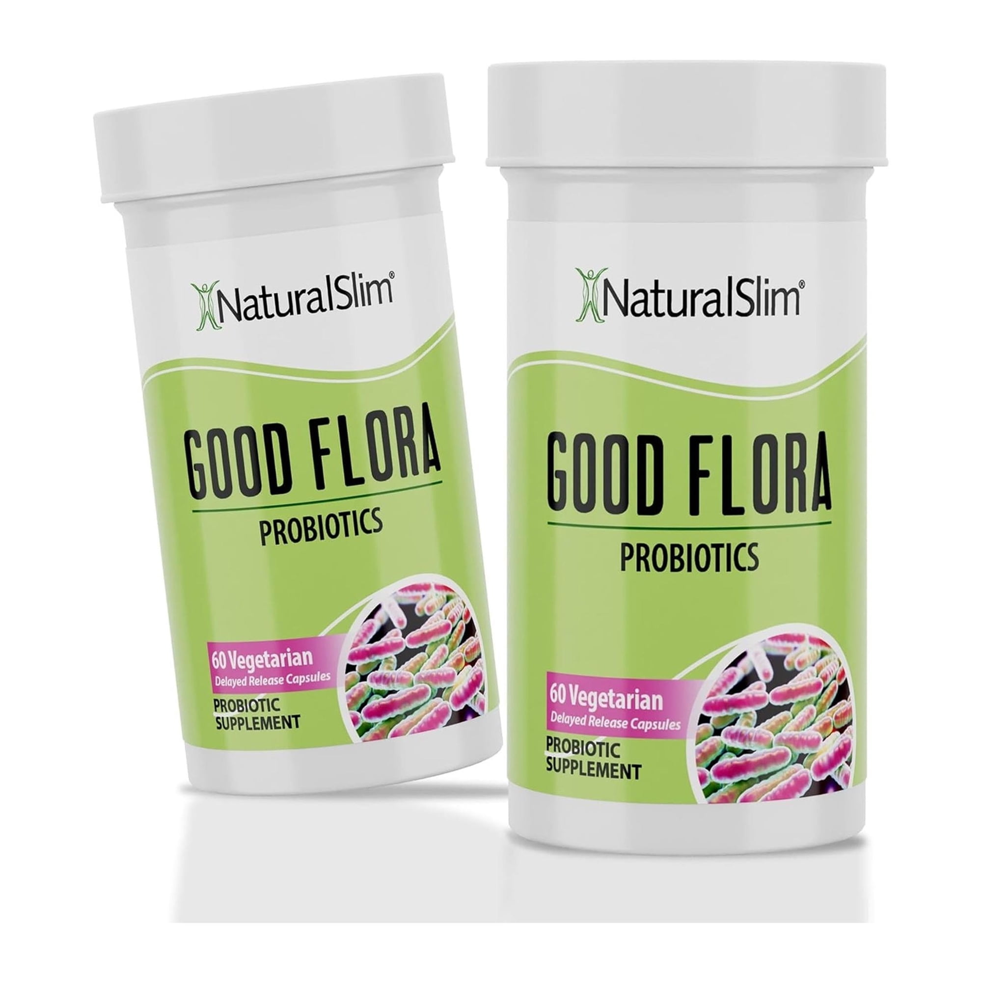 NaturalSlim Probiotic Gentle Formula Supplements for Gut Health, Digestive Health, Immune Support & De-Bloating for Women & Men, 7 Powerful Probiotic Strains, 60 Vegetarian Capsules, 2 Pk