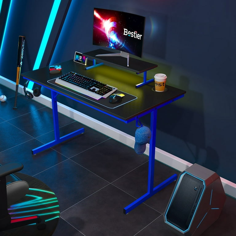 Bestier Gaming Desk 44 LED Lights Ergonomic Table Home Office