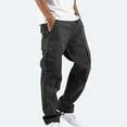 thumbnail image 3 of Pants For Men Solid Casual Multiple Pockets Outdoor Straight Type Fitness Long Pants TFB, 3 of 4