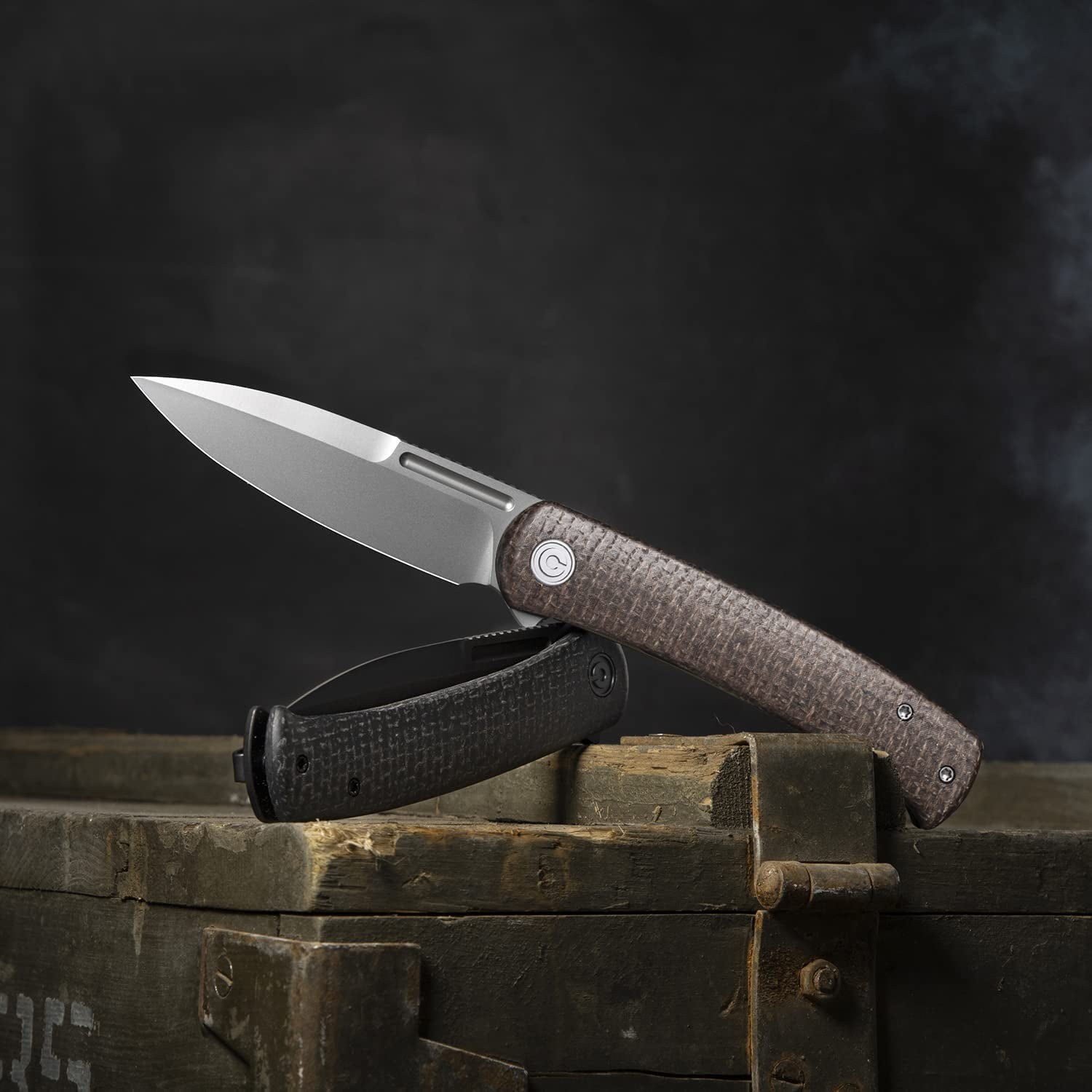 CIVIVI Cetos Frame Lock 14C28N Stainless Steel & Brown Micarta Pocket Knife  C21025B-1