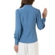 thumbnail image 3 of Camisas de manga larga con cuello de pie y botones para mujer Inspire Chic L Azul Polvoriento, 3 of 5