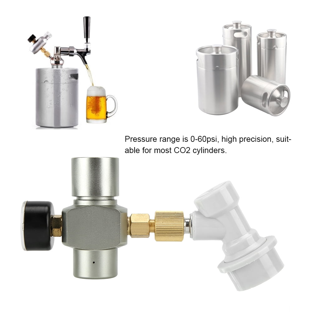 CO2 Regulator, Homebrew Beer CO2 Regulator Charger Gas Disconnect with Plastic Connector 0-60PSI Ball Lock Gas Disconnect