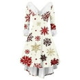 thumbnail image 2 of Christmas Dresses for Women Women's Fashion Elegant Autun And Winter Long Sleeve V-Neck Christmas Print Dress for Holiday Party,White,M, 2 of 5