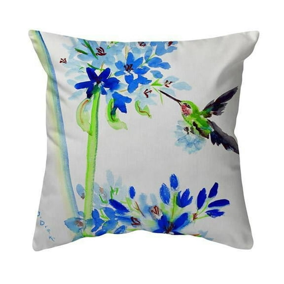 Betsy Drake NC808 18 x 18 in. Hummingbird & Blue Flowers No Cord Pillow