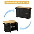 thumbnail image 4 of Kitchen Island Cart with Expandable Desktop, 2 Door Cabinet, Three Drawers and Spice Rack, 43.31 Inch Width, Black, 4 of 9