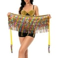 thumbnail image 3 of Women's Sequin Tassel Skirts Rave Fringe Hip Scarf for Festival, 3 of 9