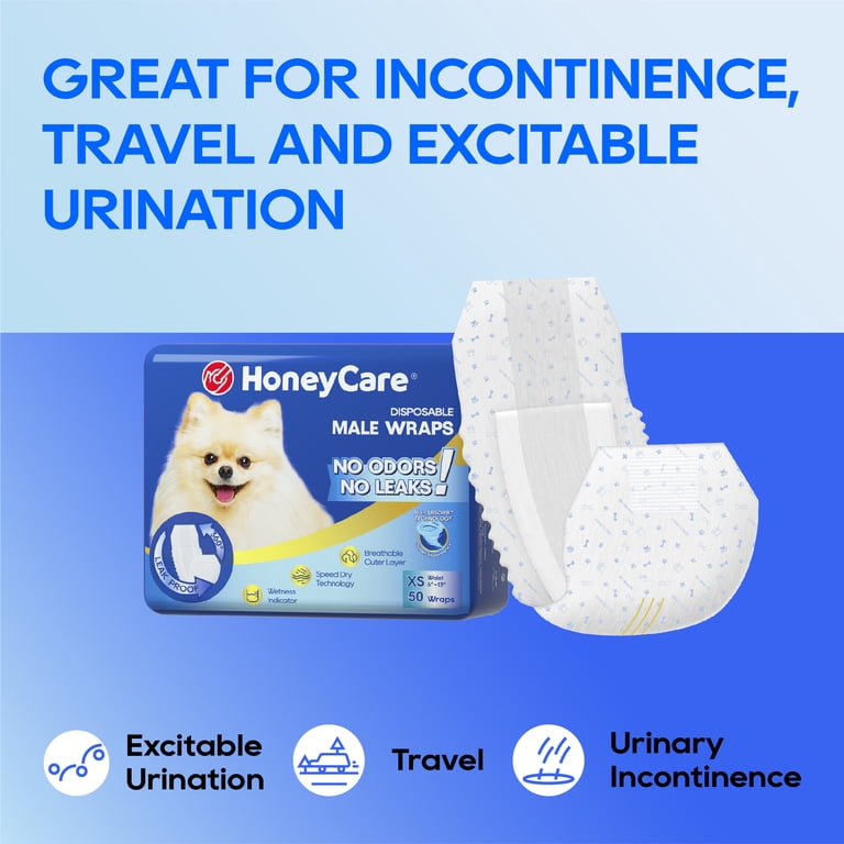 Honey Care, All-Absorb Disposable Male Dog Wrap, 50 Ct, Extra