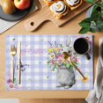 thumbnail image 2 of Happy Easter Placemats Set of 12, Cute Bunny Spring Flowers Butterfly Purple Plaid Placemats for Dining Table, Place Mats for Kitchen Tabletop, Waterproof Wipeable Dining Table Mats Set, 2 of 9