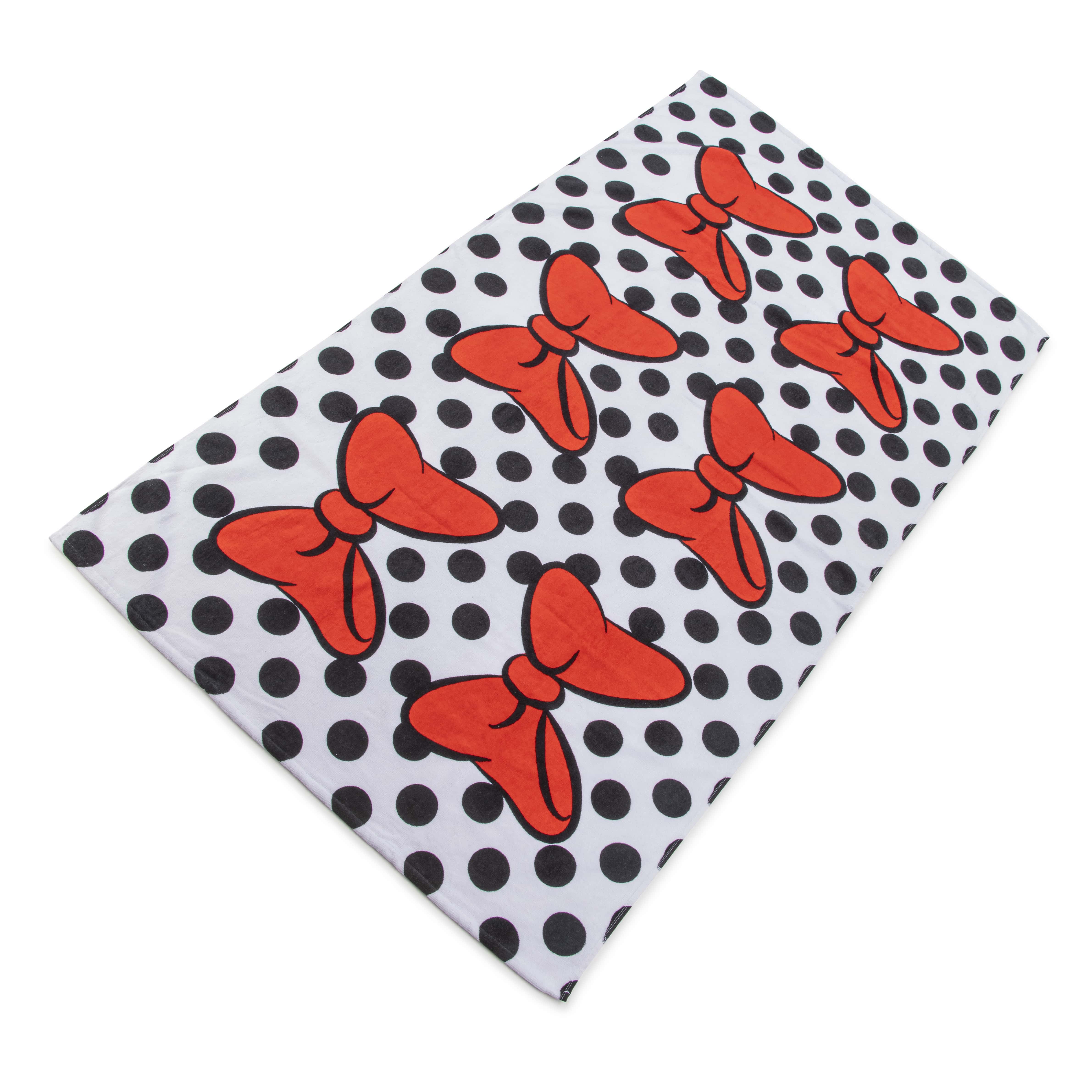Minnie Mouse Bows and Dots 34" x 64" Oversized Bath Towel, Cotton, Red & White, Disney
