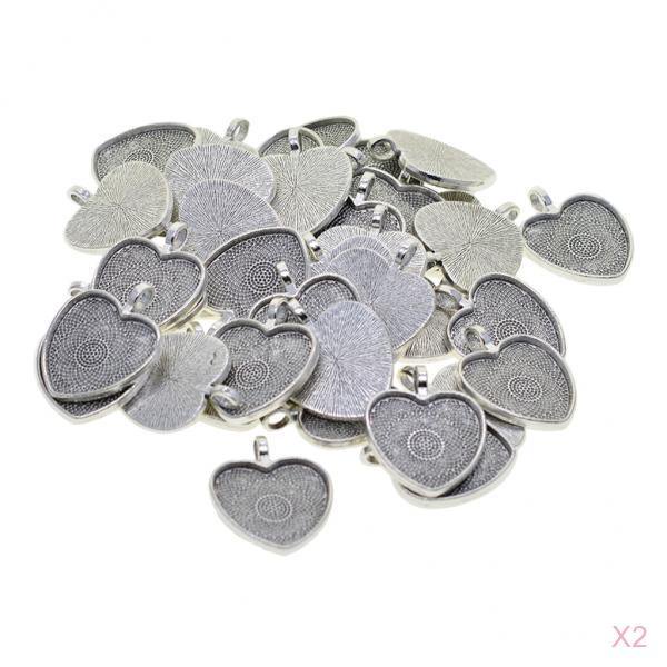 Bandejas de Bases Colgantes con Bisel de Artesanal para La Fabricación de Joyas con Foto de Cabujón perfecl Colgante con bisel de corazón