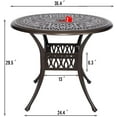 thumbnail image 3 of ELECWISH 35 inch Round Cast Aluminum Dining Table with 2 inch Umbrella Hole Outdoor Patio Retro Bistro Dining Table, 3 of 6