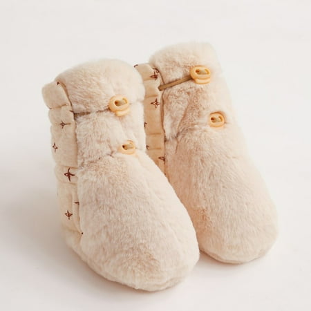 

Journey Baby Soft Sole Winter Shoes Comfortable without Grinding Feet Suitable for Dress Skirt Jeans(Creamy-white S)