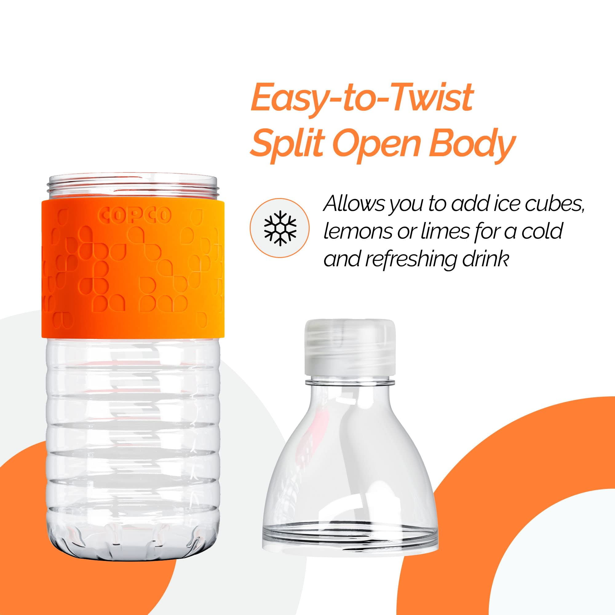 Copco Hydra 16.9 oz Water Bottle with Leak-Proof Lid - Tritan Reusable with Textured Grip Sleeve - BPA-Free, Shatter-Resistant, Dishwasher Safe for Travel, Gym, Work, Outdoor Adventures (Orange)