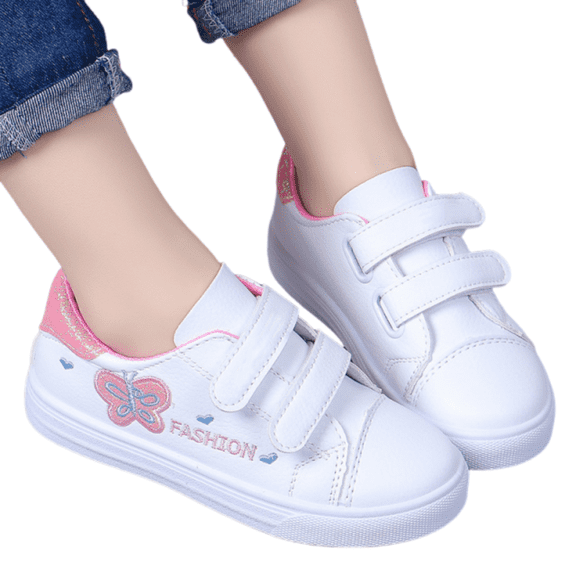 Willtoo White Girls Casual Shoes with Butterfly Design Comfortable Fashion Sneakers